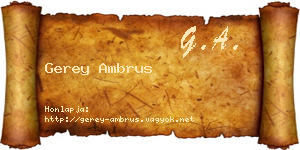 Gerey Ambrus névjegykártya